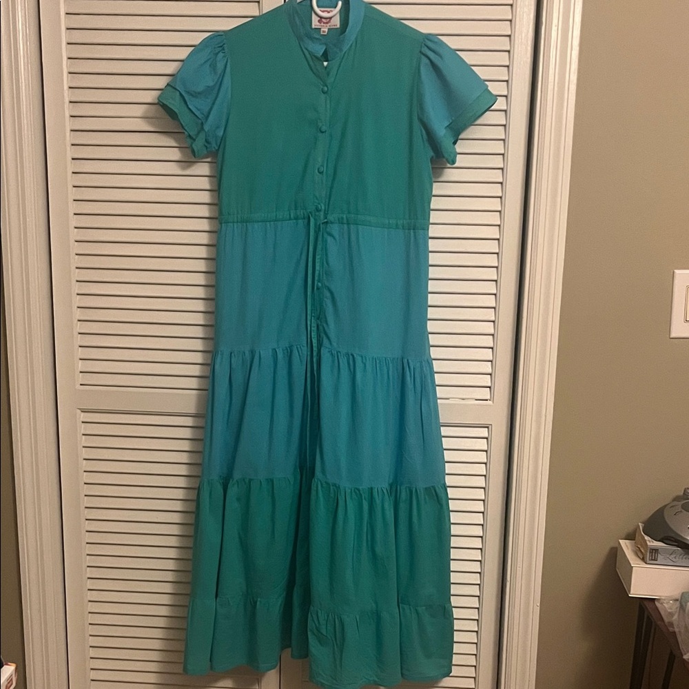 Victoria Dunn Turquoise and Aqua Dress